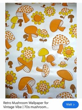 Vintage 70’s Mushroom comar plastic shelf liner- new